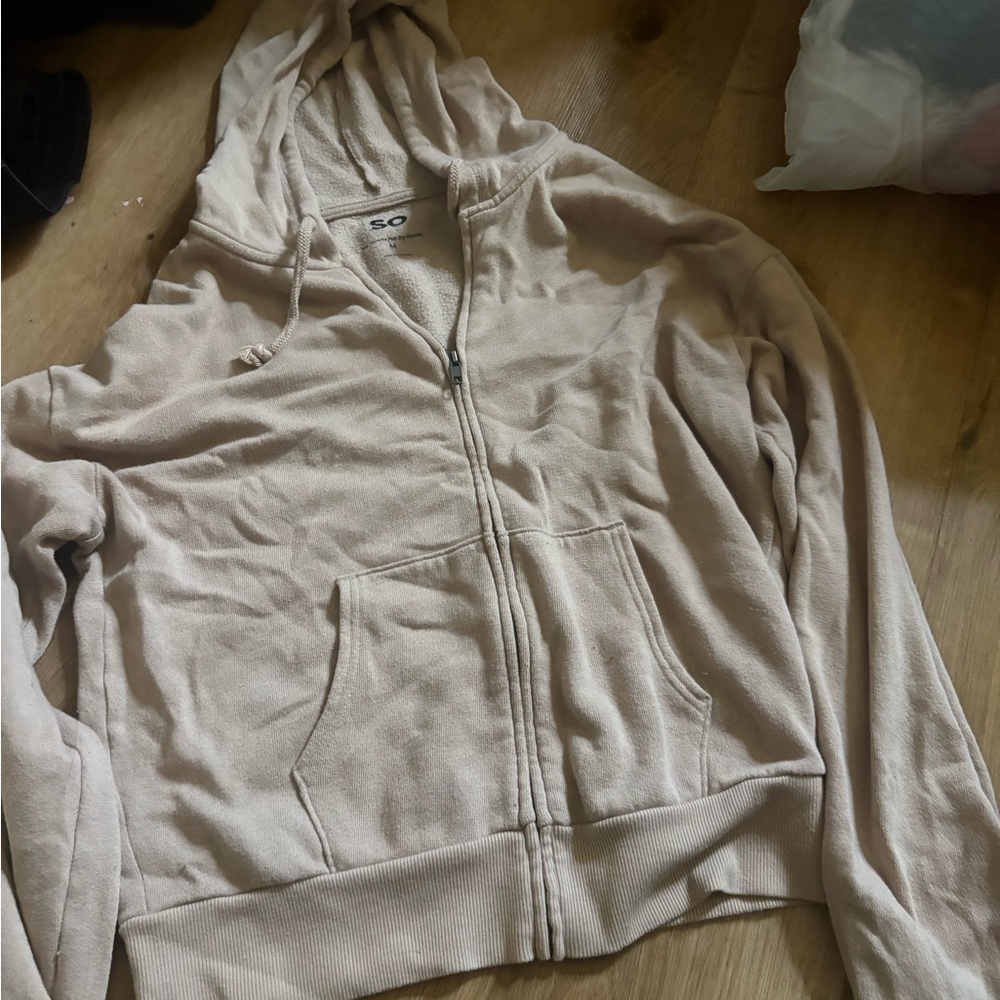SO Light Tan Zip-Up Hoodie